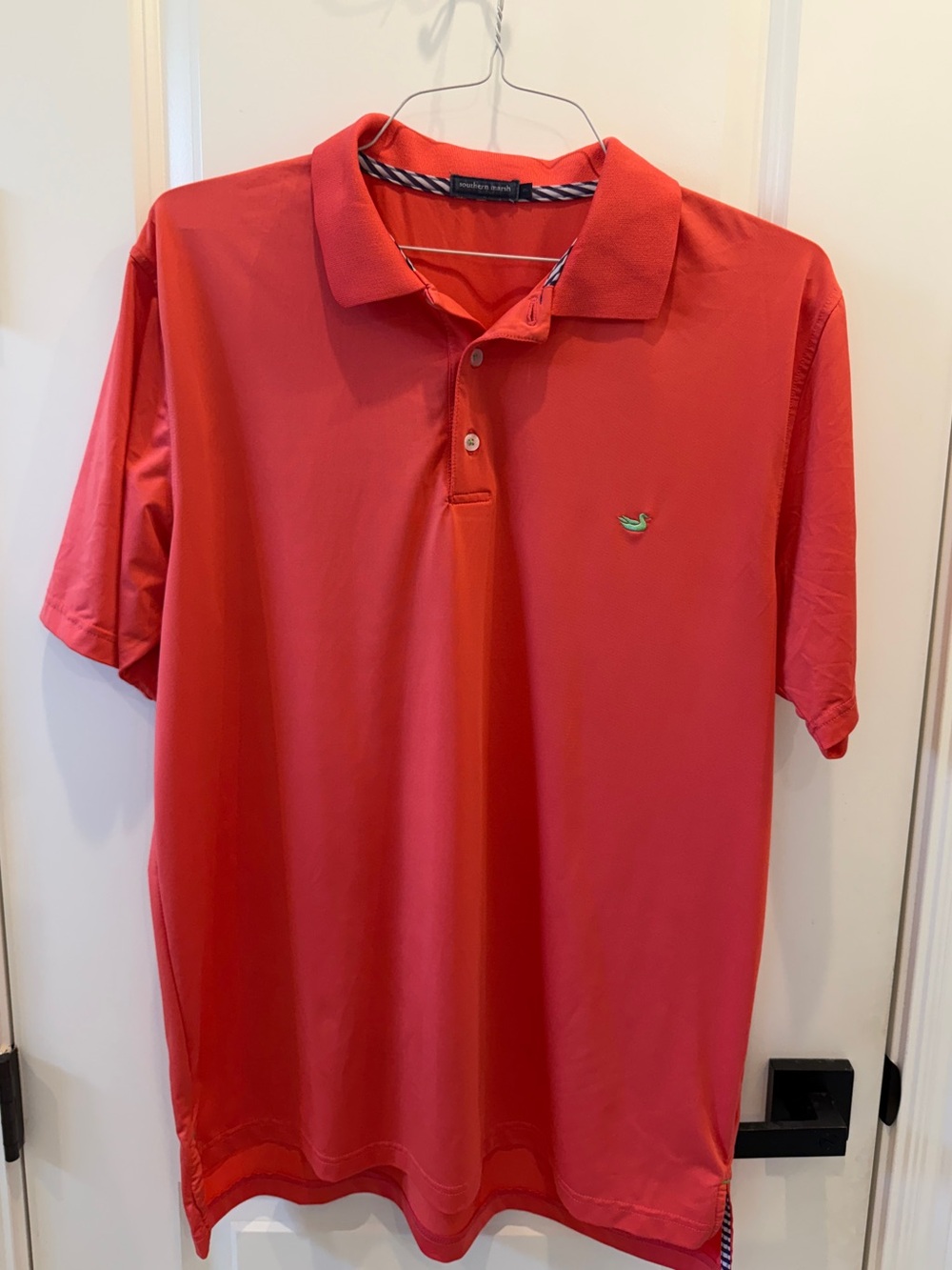 Southern Marsh Coral Men's Polo with green Logo